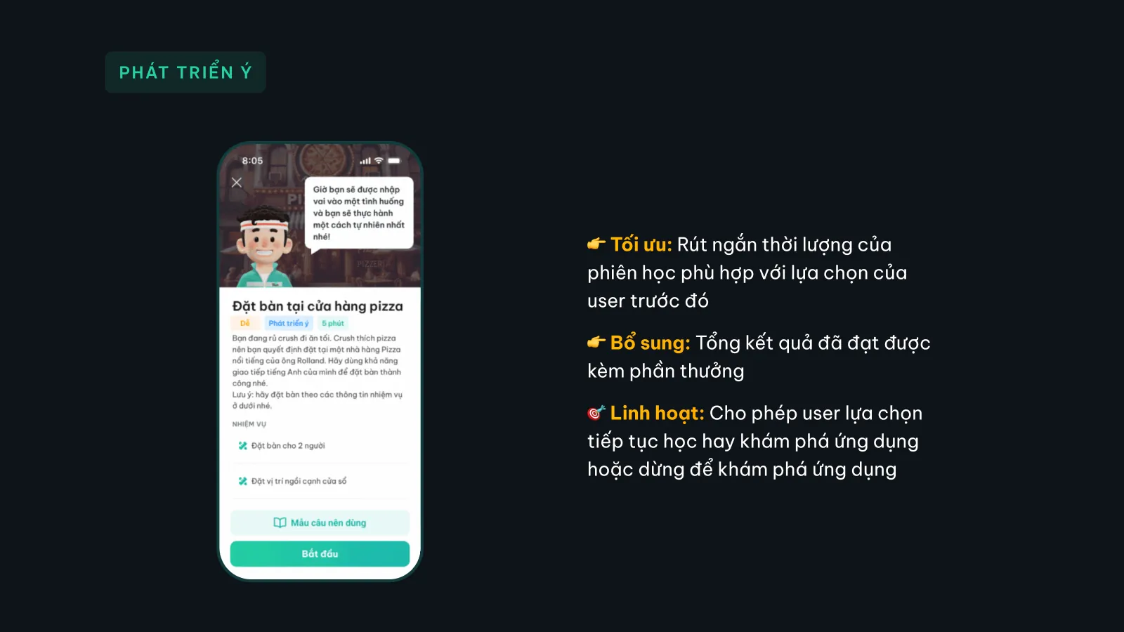 Bản trình bày The Coach, slide 39: Phát triển ý