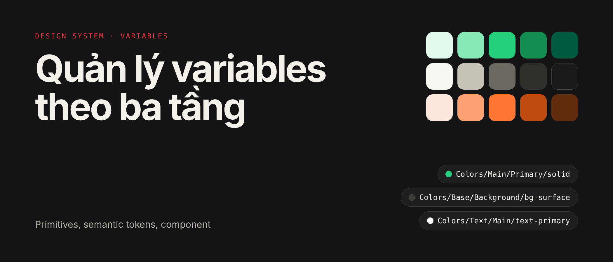 Quản lý variables trong design system: cấu trúc ba tầng cho sản phẩm có dark mode